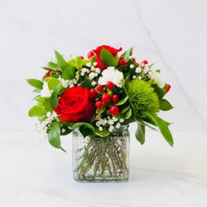 Clear Cube Christmas Arrangement